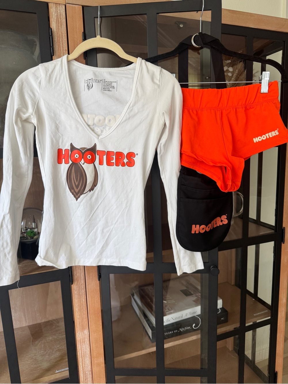 Y2k Hooters uniform long sleeve tee micro shorts belt bag sexy costume halloween